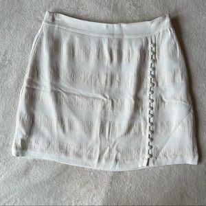 Forever 21 NWT White Ivory Striped Lined Short Mini Skirt Button Medium